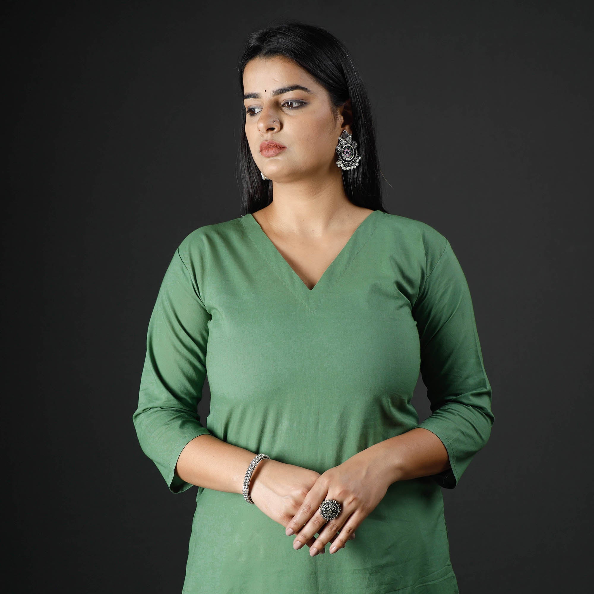 Buy Plain Cotton Long Kurta for Women