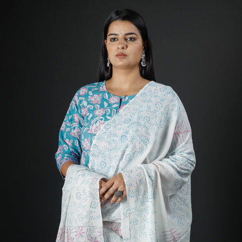 Sanganeri Kurta with Palazzo & Dupatta Set