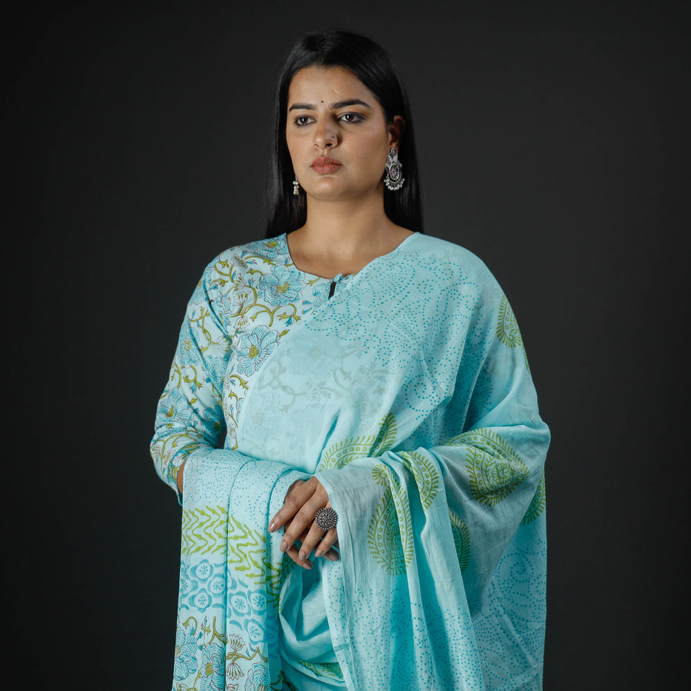 Sanganeri Kurta with Palazzo & Dupatta Set