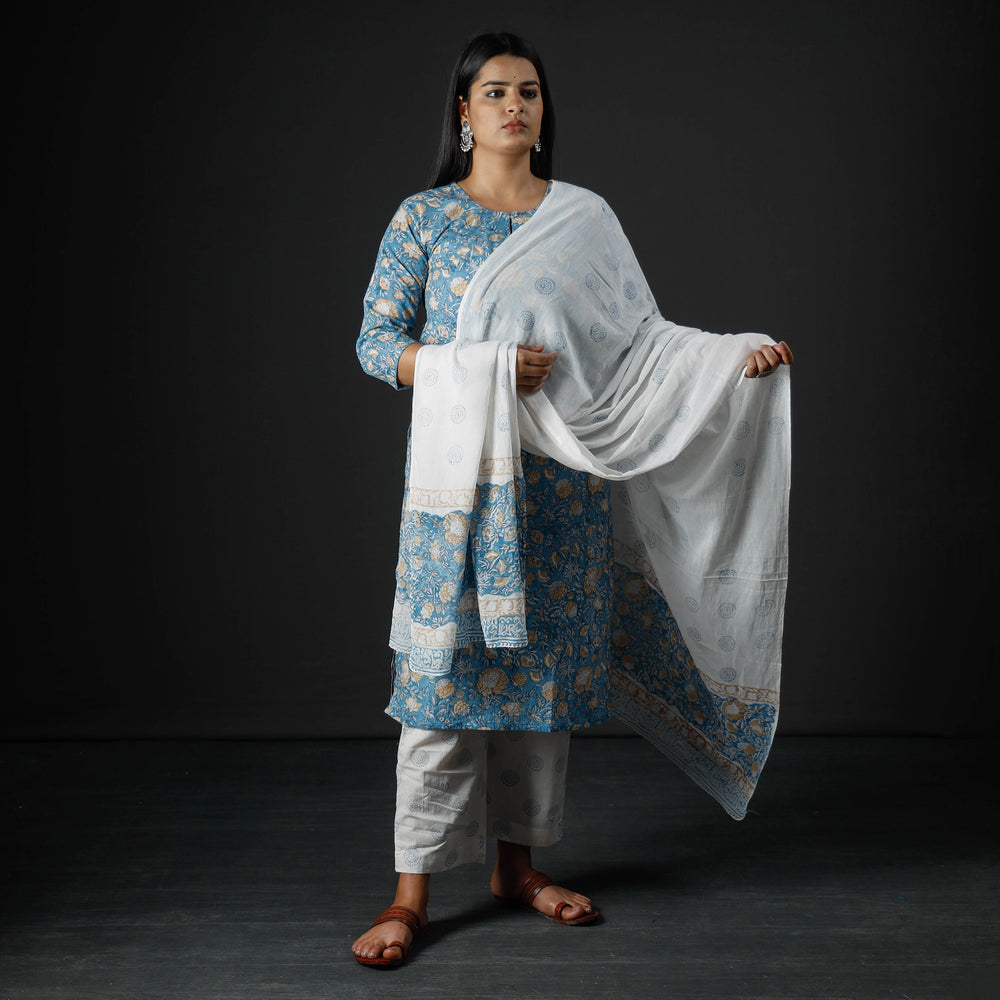 Sanganeri Kurta with Palazzo & Dupatta Set