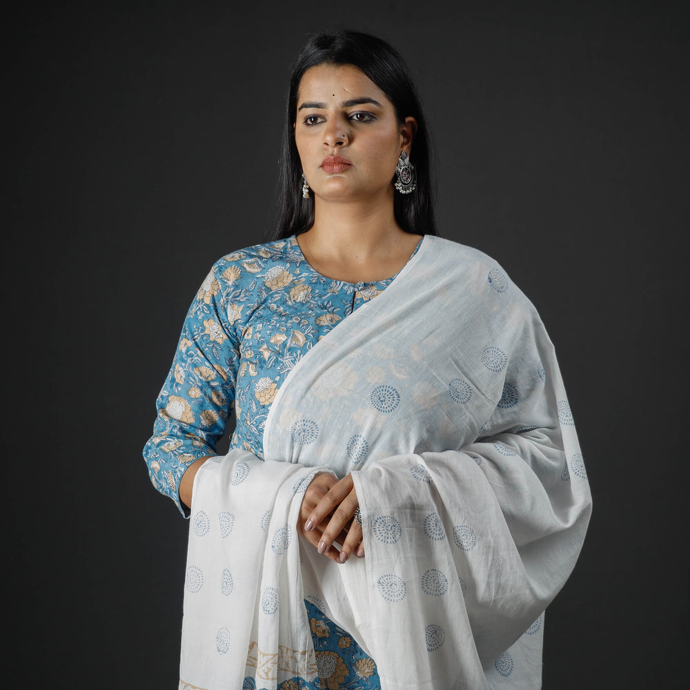 Sanganeri Kurta with Palazzo & Dupatta Set