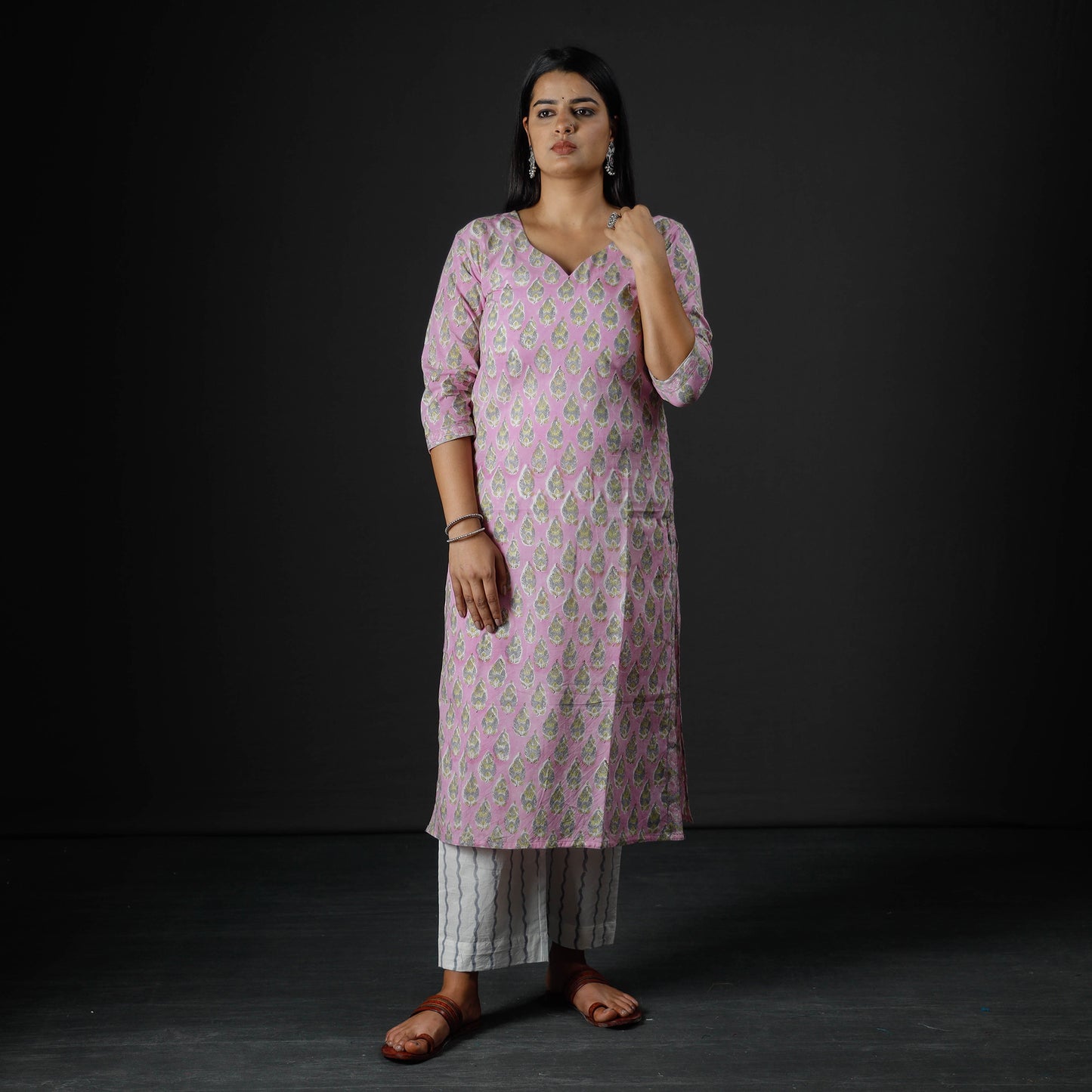 Sanganeri Kurta with Palazzo & Dupatta Set