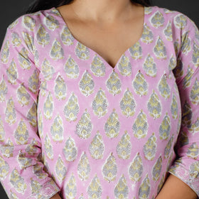  Sanganeri Block Printed Cotton Kurta with Palazzo & Dupatta Set 