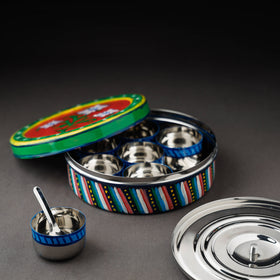  Kavad Multicolor Handpainted Stainless Steel Masala Box