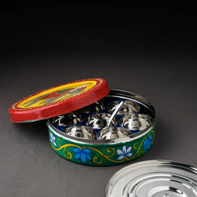 Kavad Handpainted Stainless Steel Multicolor Masala Box