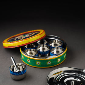  Kavad Handpainted Stainless Steel Multicolor Masala Box