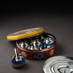  Kavad Handpainted Stainless Steel Multicolor Masala Box