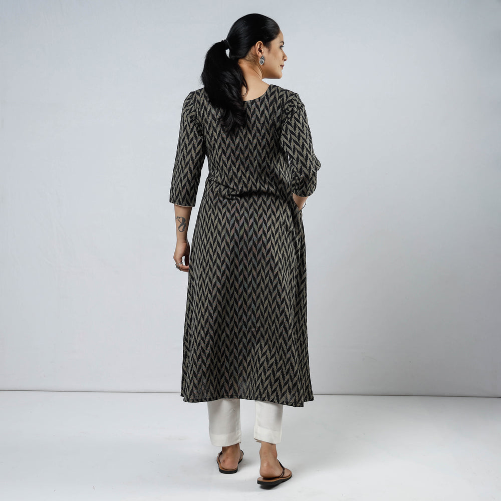 Jacquard Cotton Long Straight Kurta
 