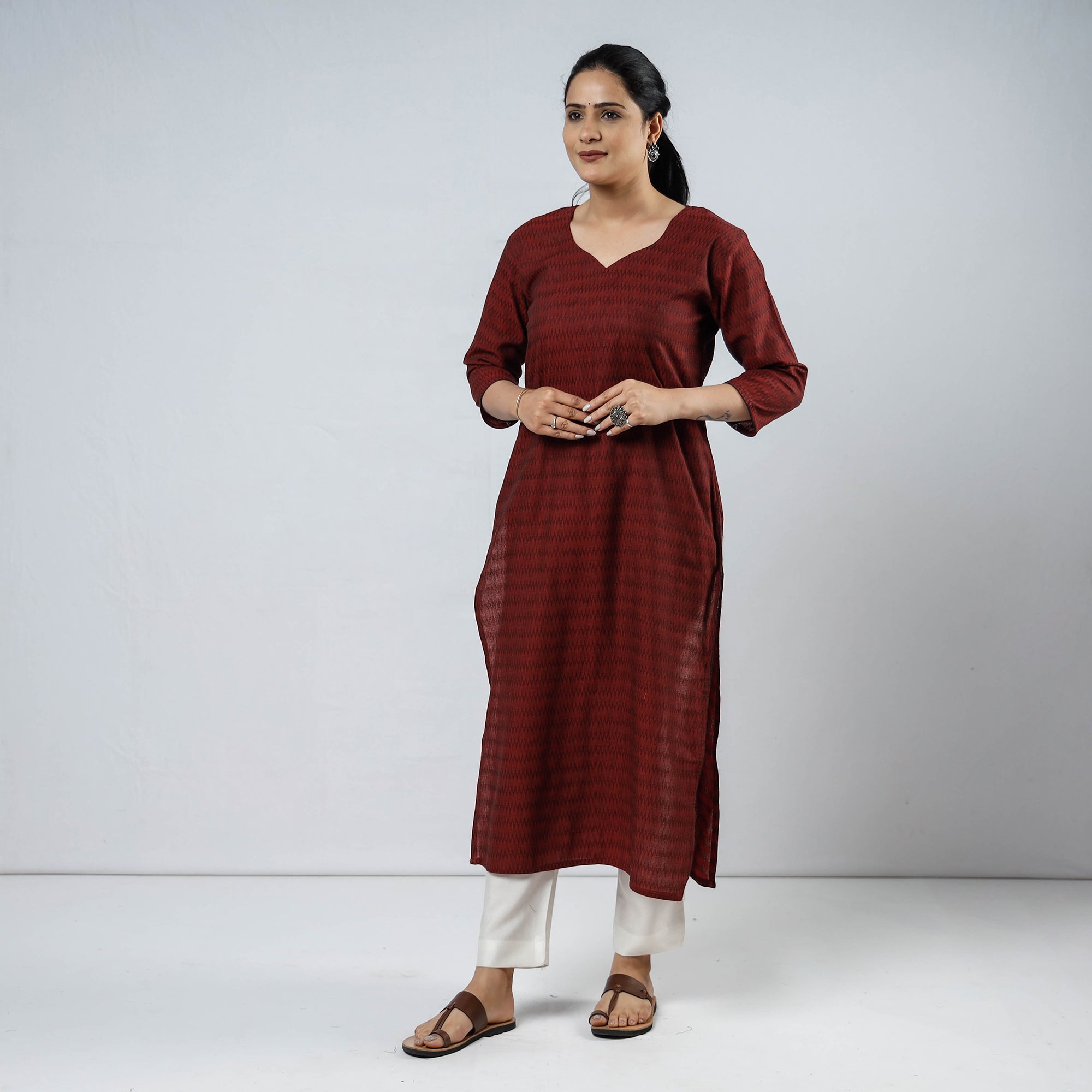 Buy Cotton Straight Jacquard Kurta for Women