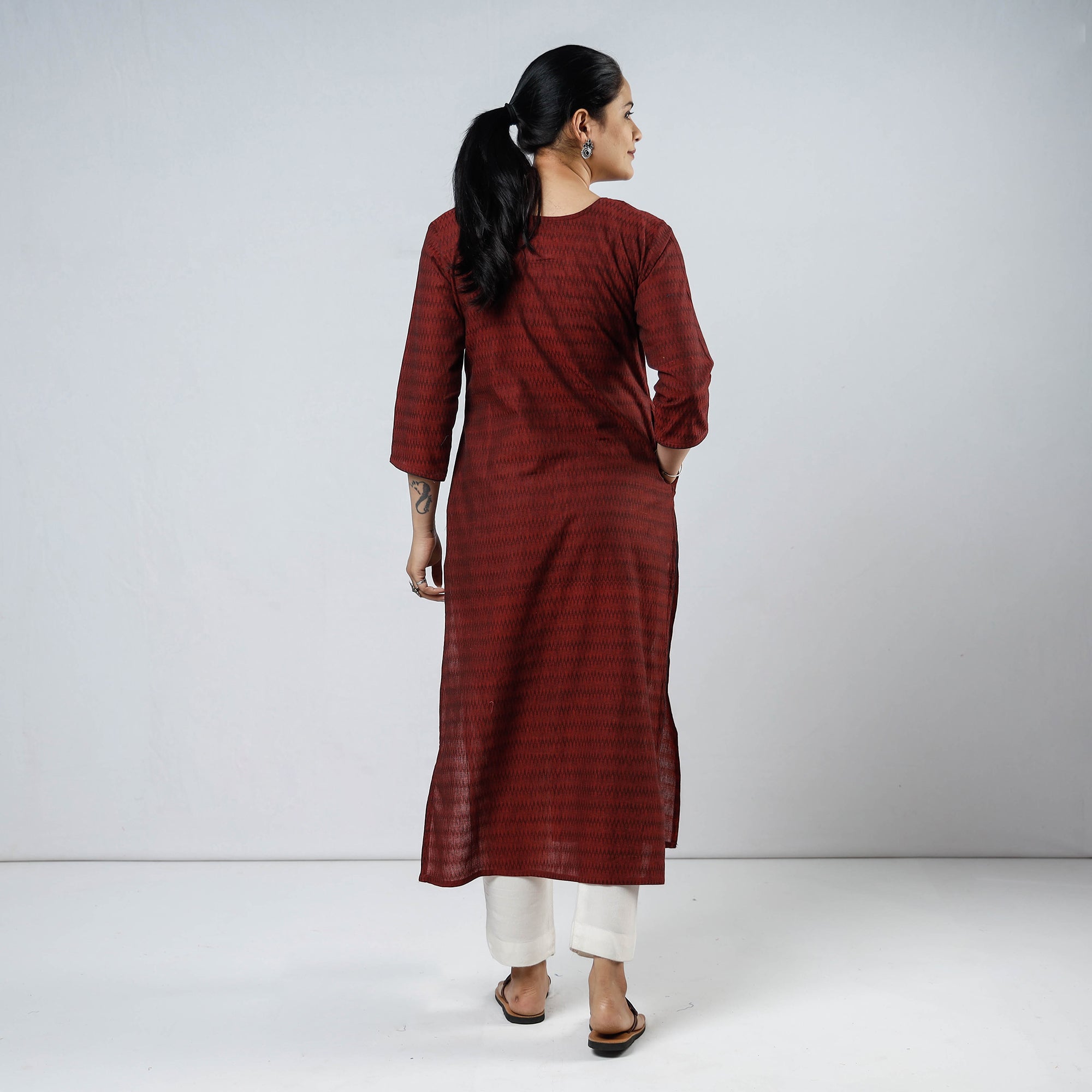Buy Cotton Straight Jacquard Kurta for Women