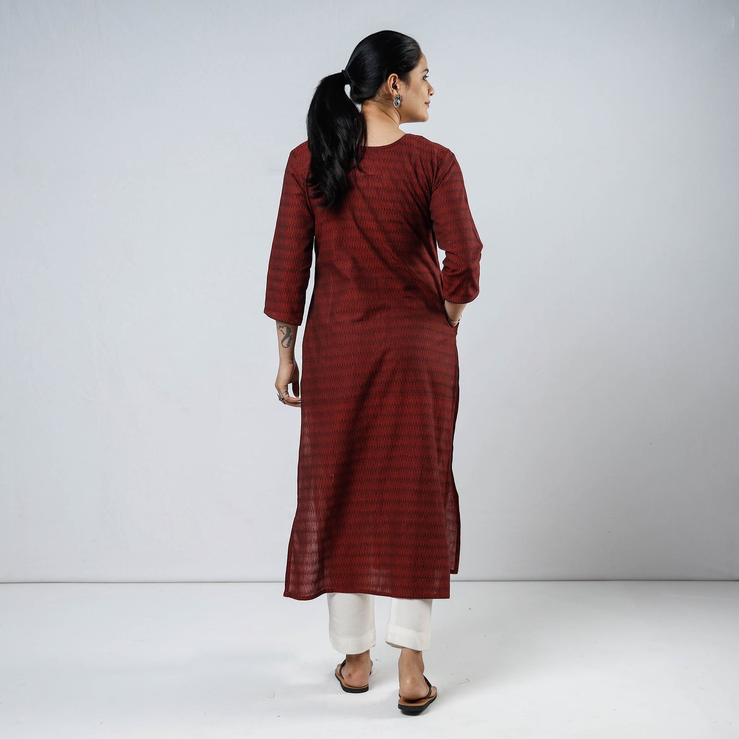 Jacquard Cotton Long Kurta