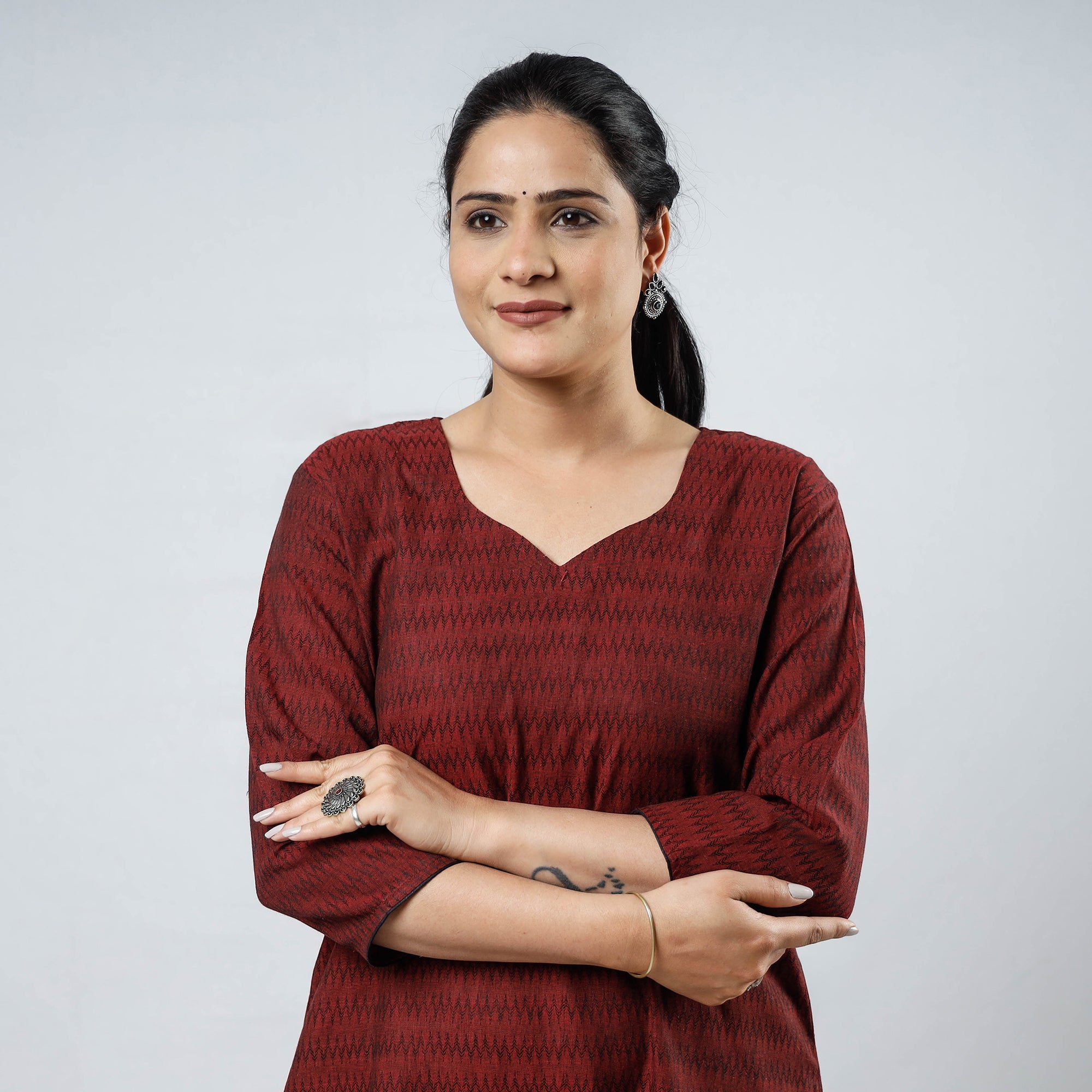 Buy Cotton Straight Jacquard Kurta for Women