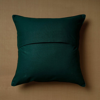 Green - Traditional Pure Banarasi Handwoven Silk Zari Cushion Cover (16 x 16 in)