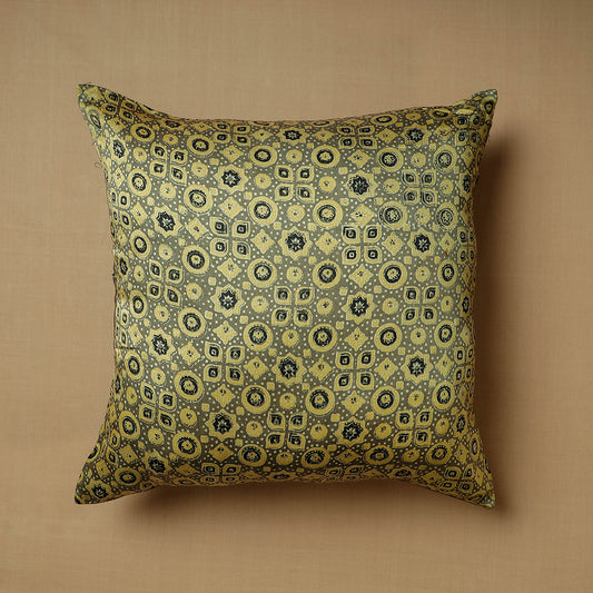 Multicolor - Ajrakh Block Printed Mashru Silk Cushion Cover (16 x 16 in)