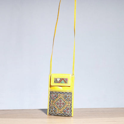 Handcrafted Kutch Embroidery Cotton Leather Mobile Sling Bag