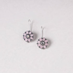  Antique Silver Finish Oxidised Brass Base Stone Work Necklace Set with Ring 