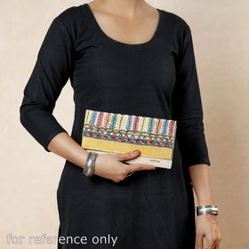 Yellow Madhubani Handpainted Jute Cotton Clutch