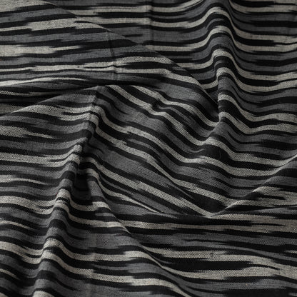 Black - Charcoal Mist Pochampally Ikat Weave Cotton Fabric