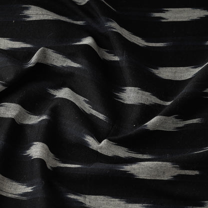 Onyx Black Grey Motifs Pochampally Ikat Weave Pure Cotton Fabric