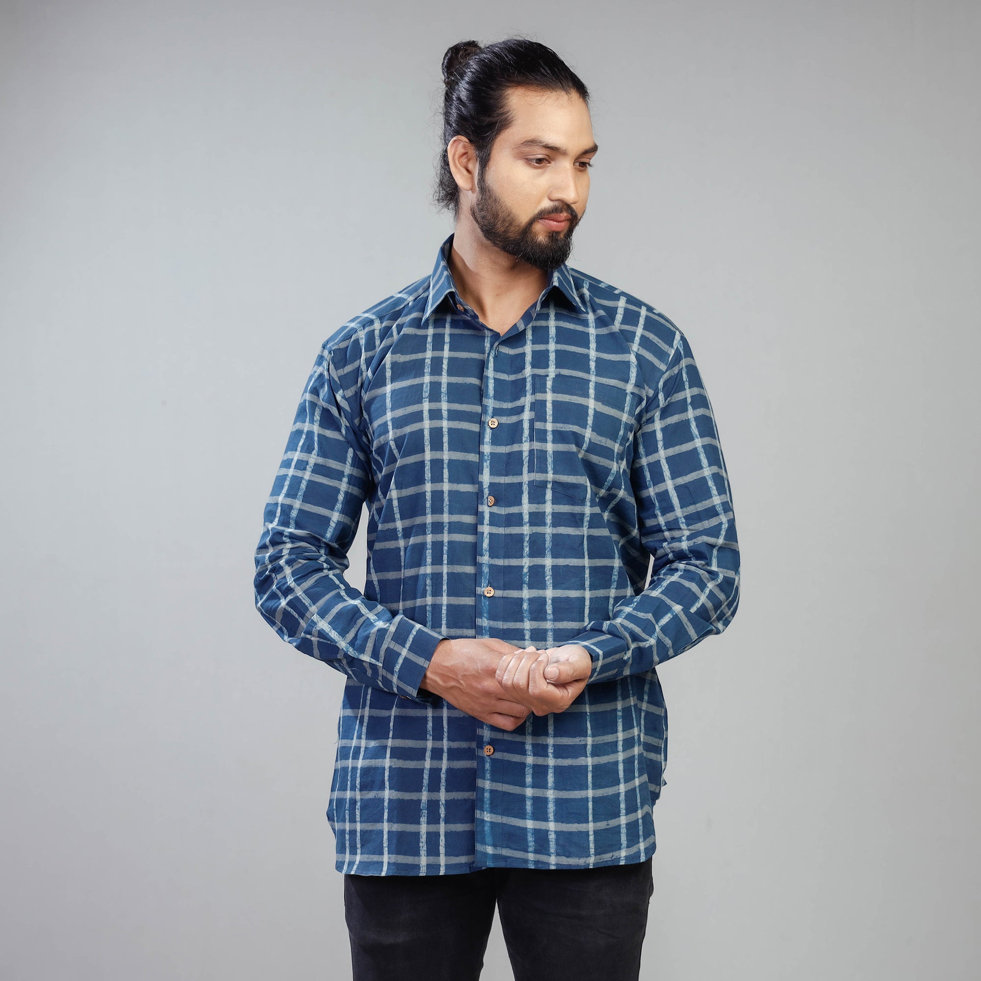 Buy Akola Block Printing Cotton Men Full Sleeve Shirt Online at iTokri.com