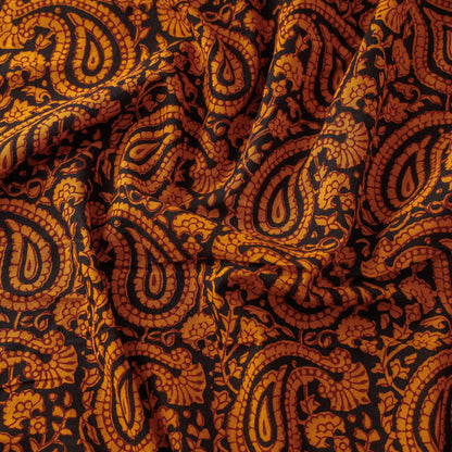 Orange - Bagh Block Printed Natural Dyed Cotton Fabric