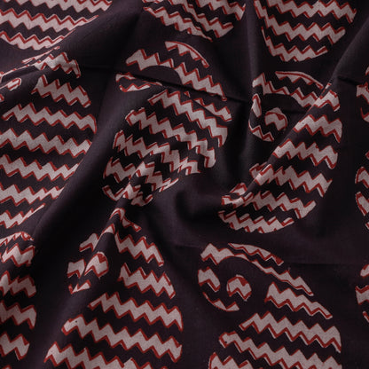 Black - Bagh Block Printed Natural Dyed Cotton Fabric