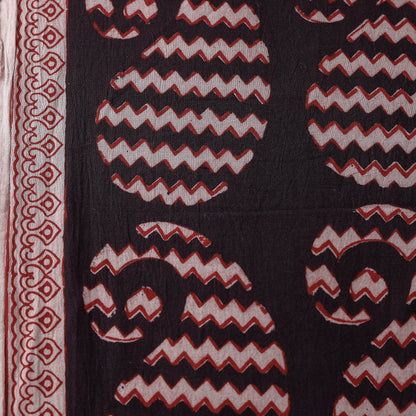 Black - Bagh Block Printed Natural Dyed Cotton Fabric