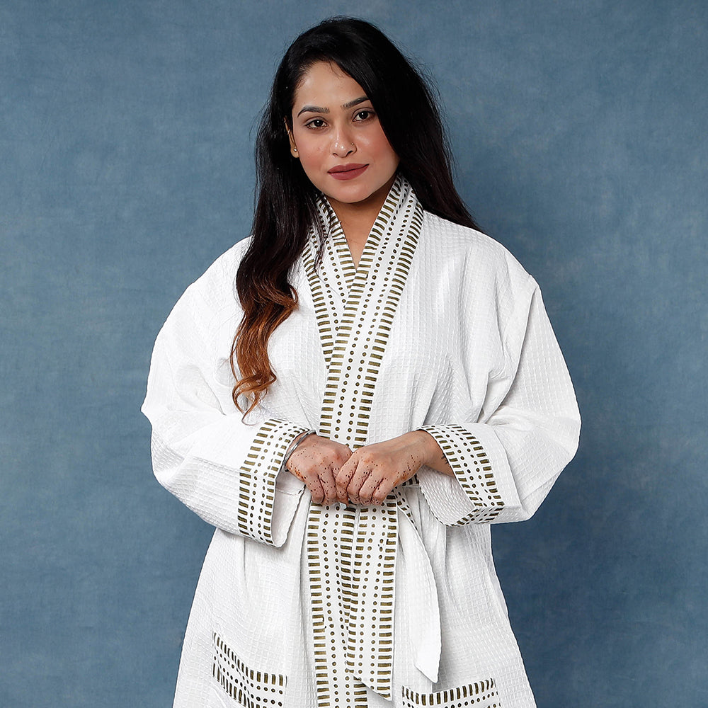 block printed bathrobe