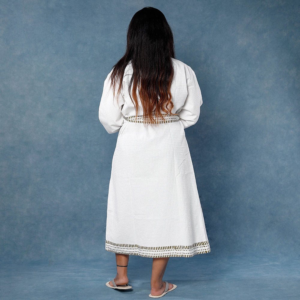 block printed bathrobe