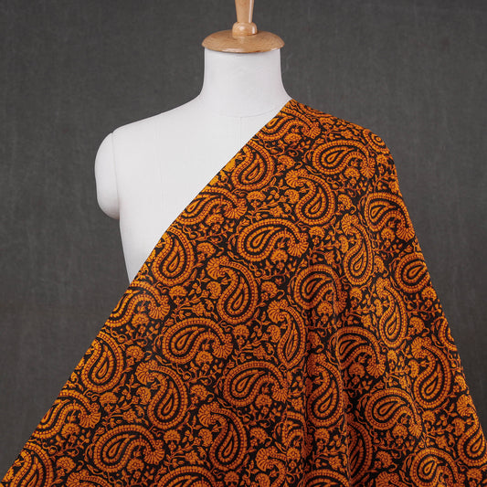 Orange - Bagh Block Printed Natural Dyed Cotton Fabric