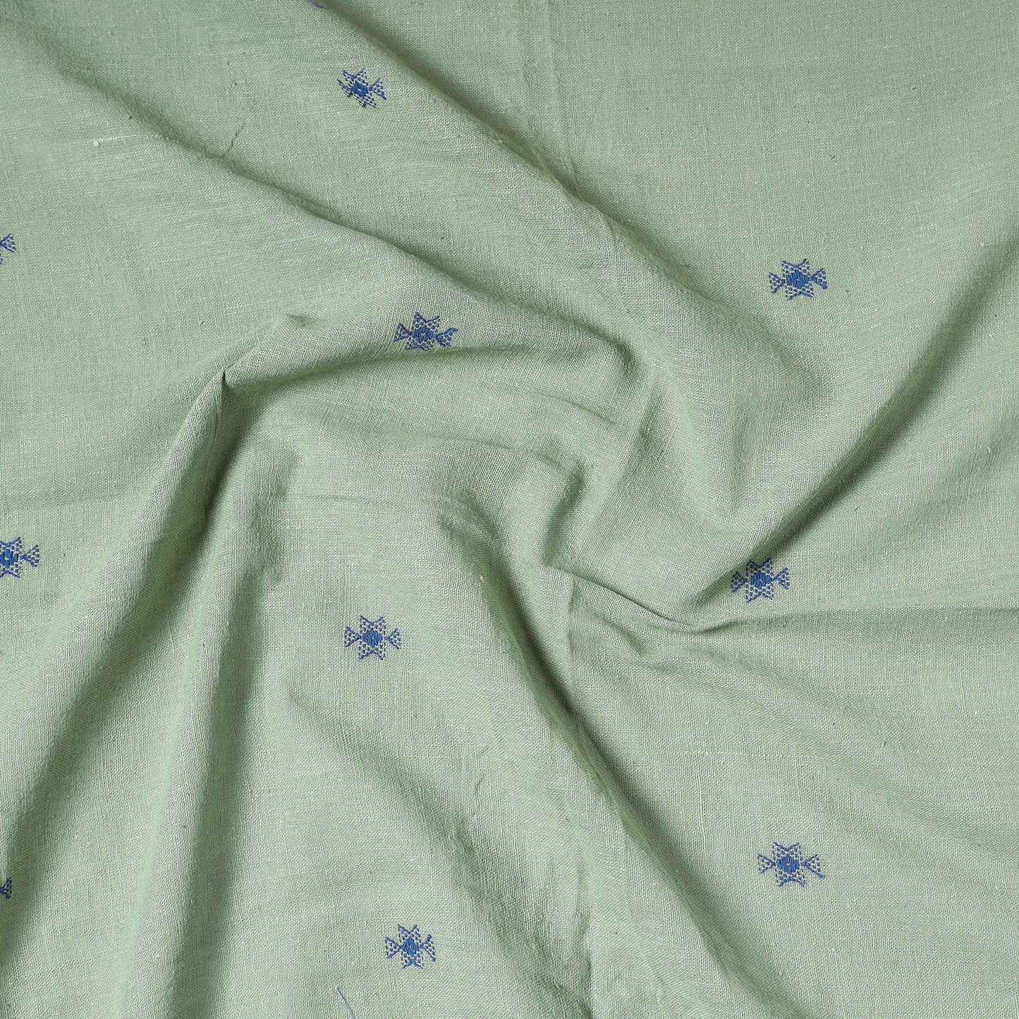 Green - Organic Kala Cotton Pure Handloom Chaumukh Precut Fabric