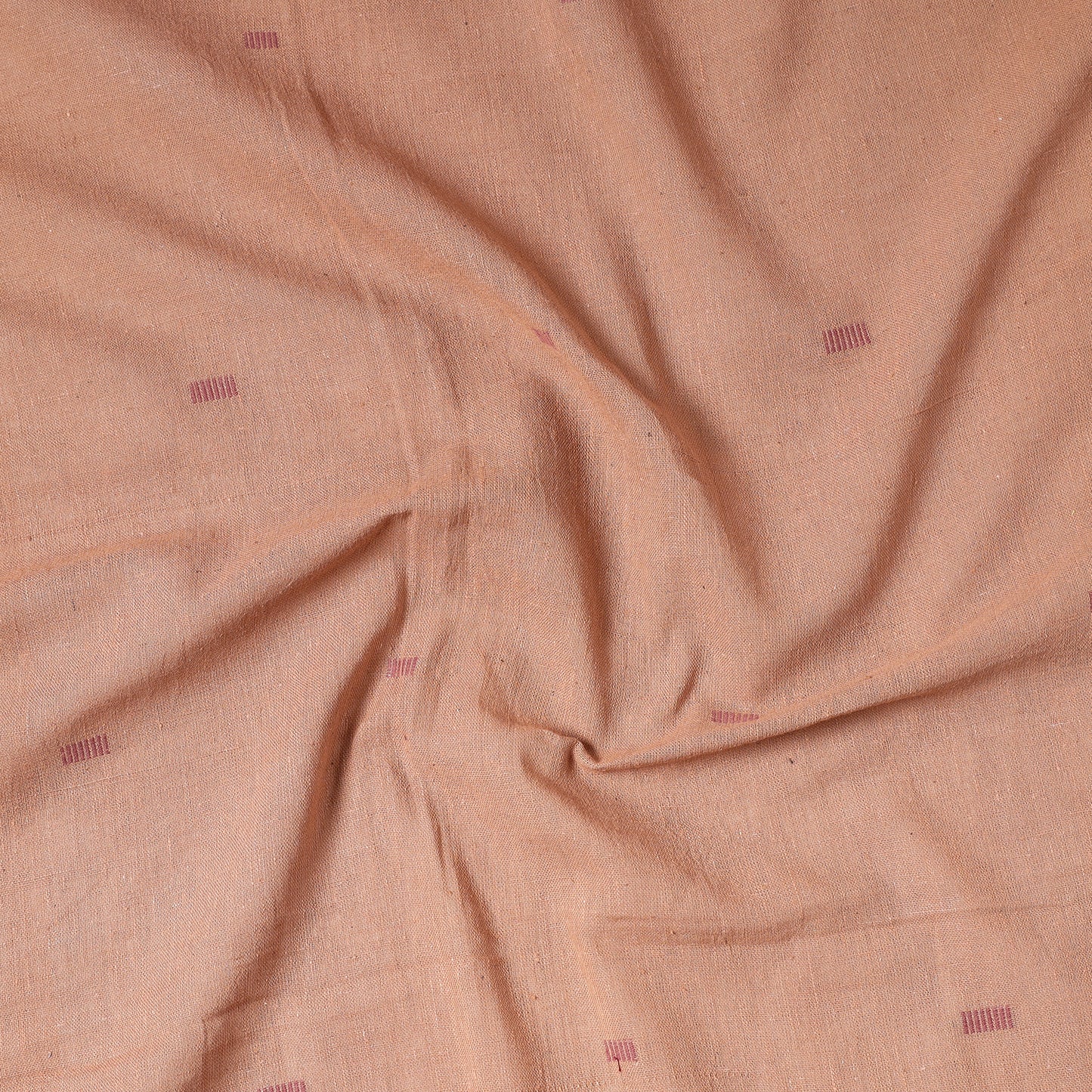 Peach - Organic Kala Cotton Pure Handloom Chaumukh Precut Fabric
