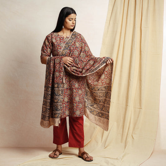 Kalamkari Kurta with Palazzo & Dupatta Set
