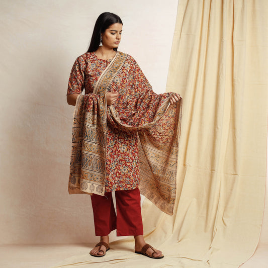 Kalamkari Kurta with Palazzo & Dupatta Set
