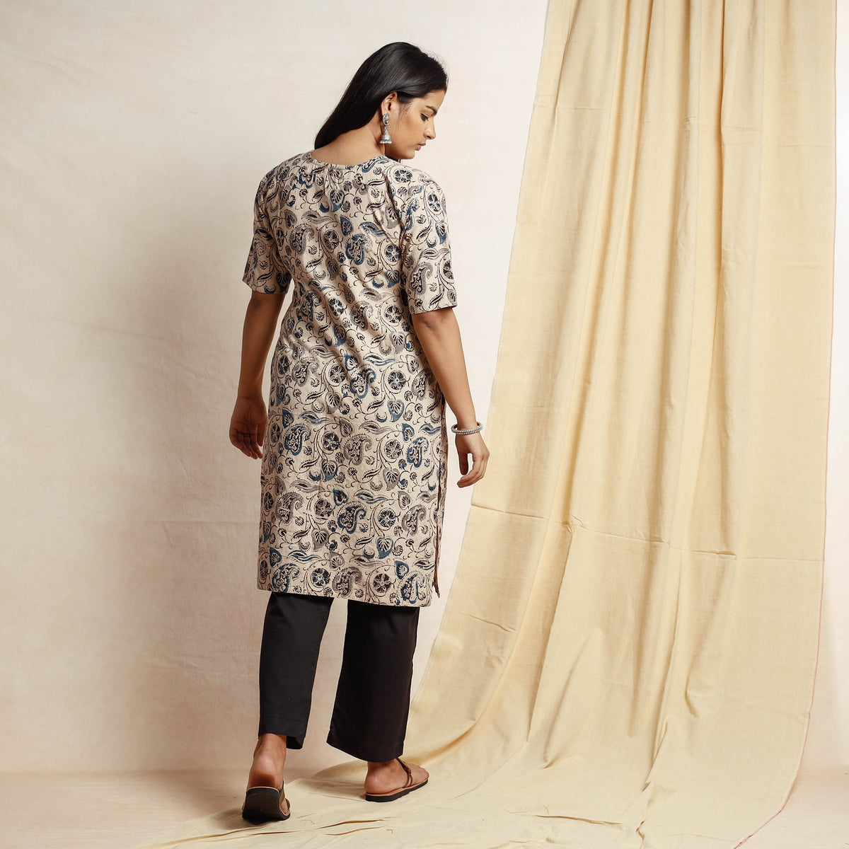 Kalamkari Kurta with Palazzo & Dupatta Set
