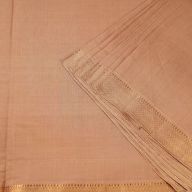 Beige Mangalagiri Handloom Cotton Zari Border Fabric