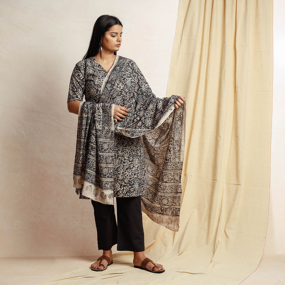 Kalamkari Kurta with Palazzo & Dupatta Set
