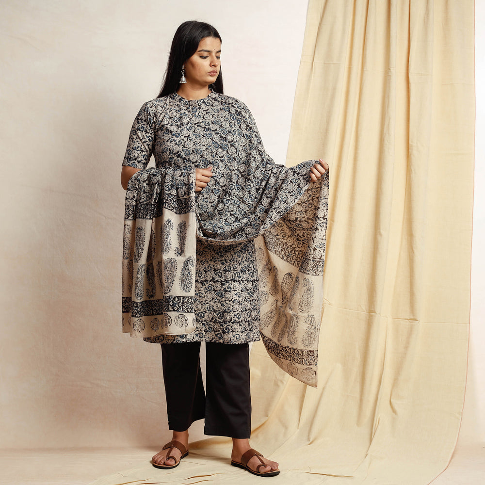 Kalamkari Kurta with Palazzo & Dupatta Set
