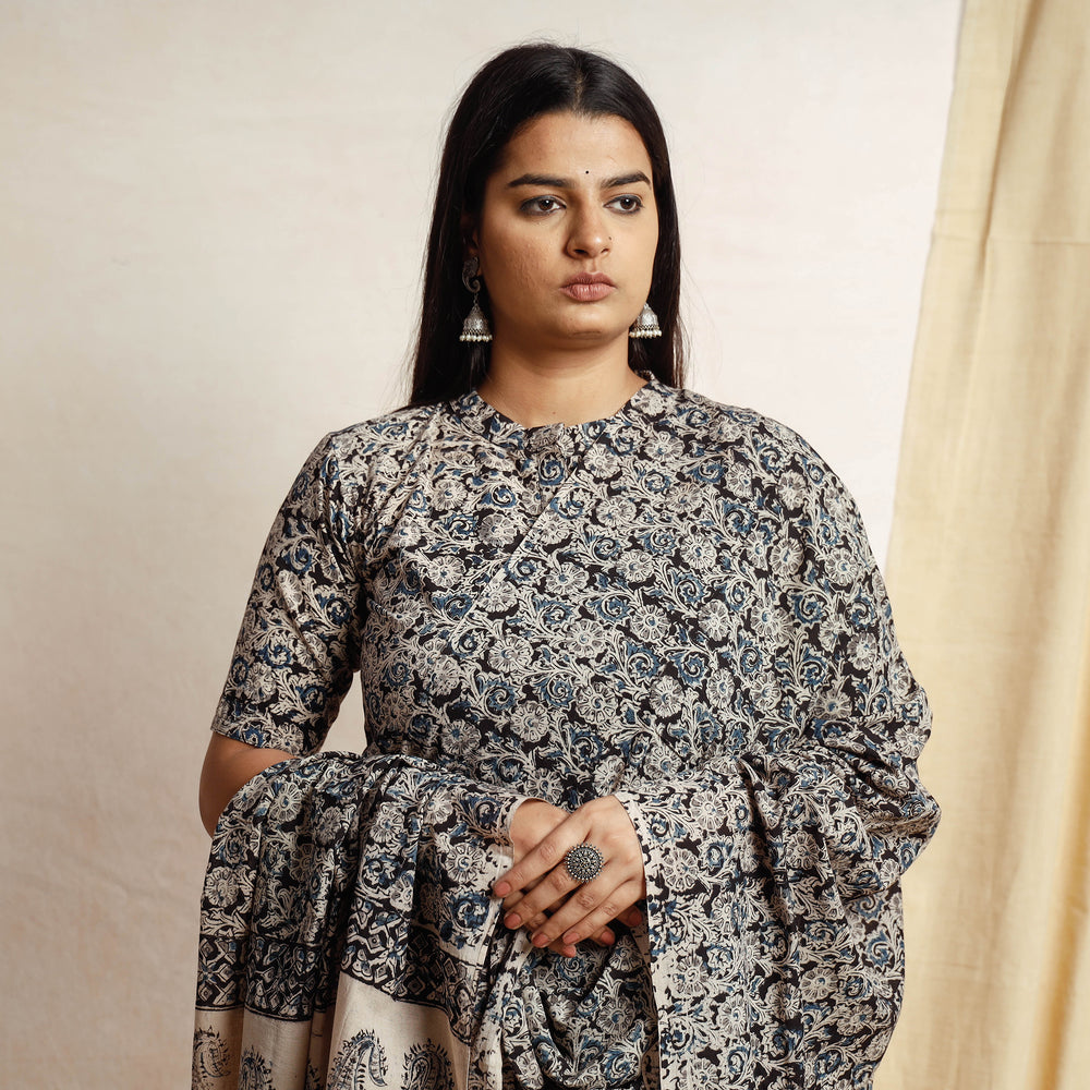 Kalamkari Kurta with Palazzo & Dupatta Set
