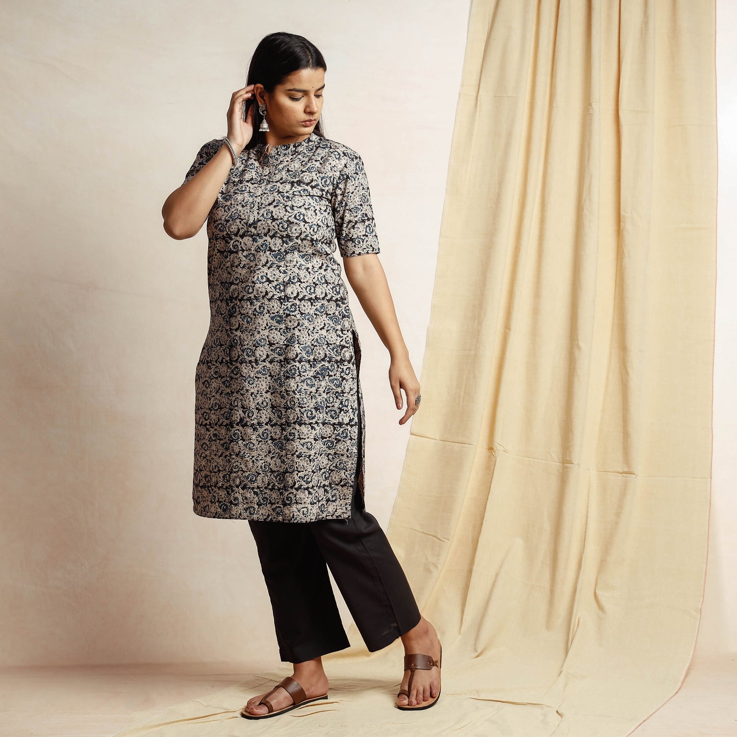 Kalamkari Kurta with Palazzo & Dupatta Set
