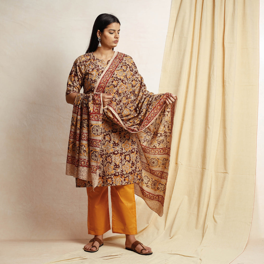 Kalamkari Kurta with Palazzo & Dupatta Set
