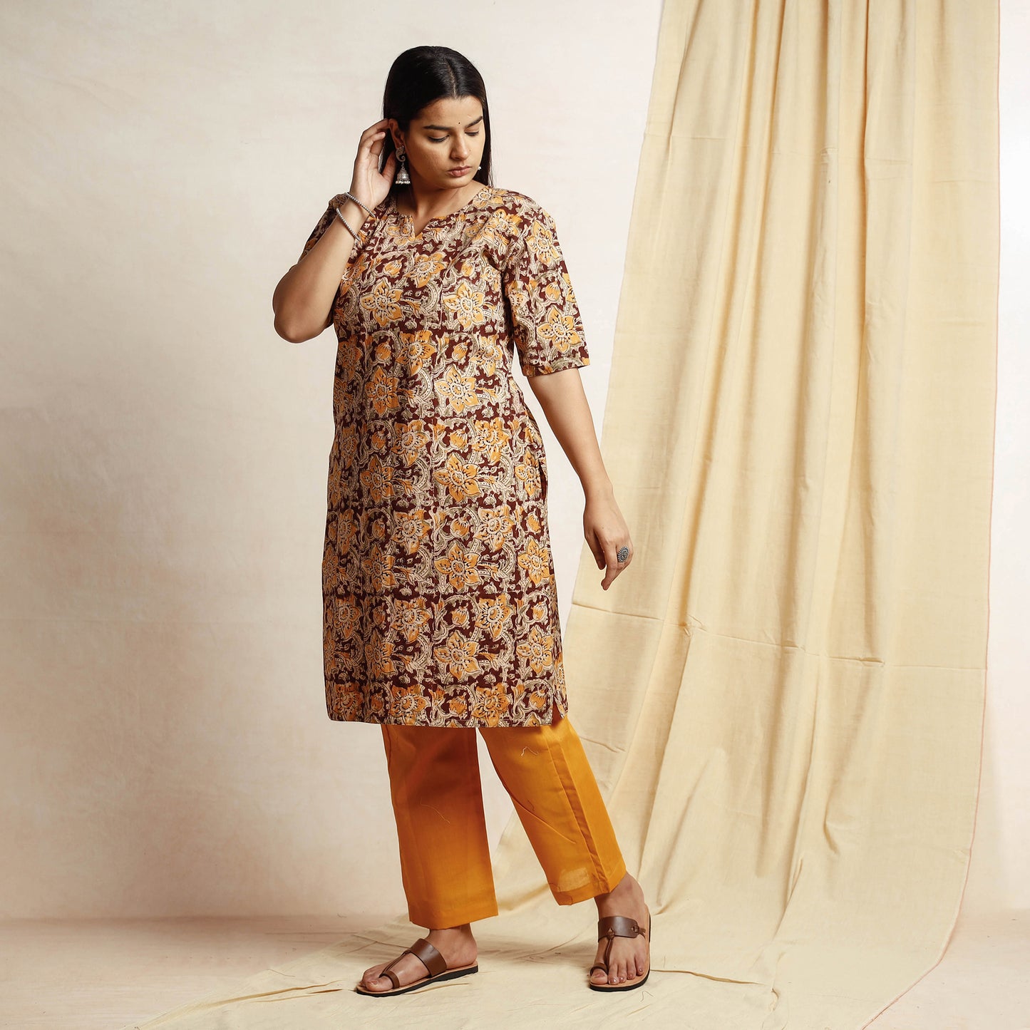 Kalamkari Kurta with Palazzo & Dupatta Set
