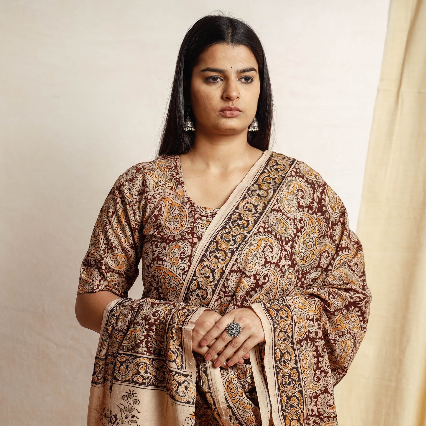 Kalamkari Kurta with Palazzo & Dupatta Set
