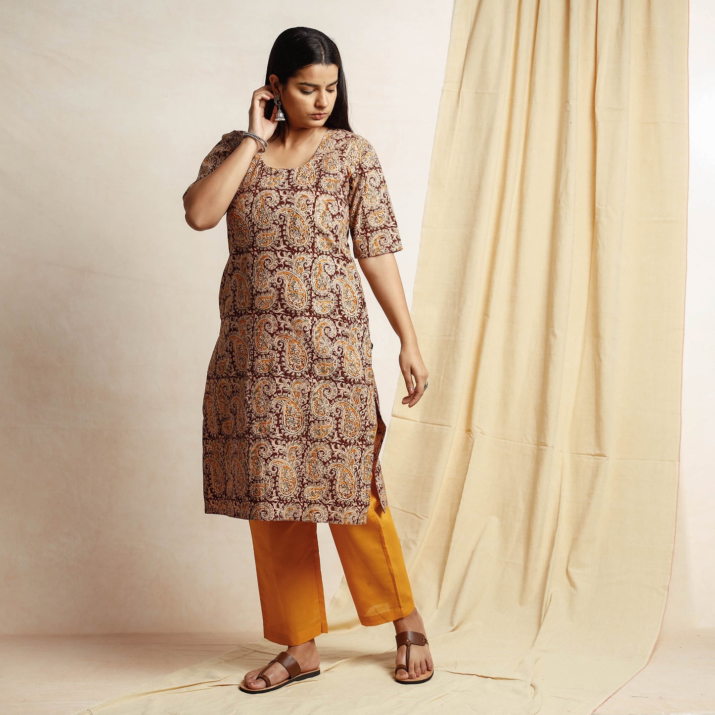 Kalamkari Kurta with Palazzo & Dupatta Set
