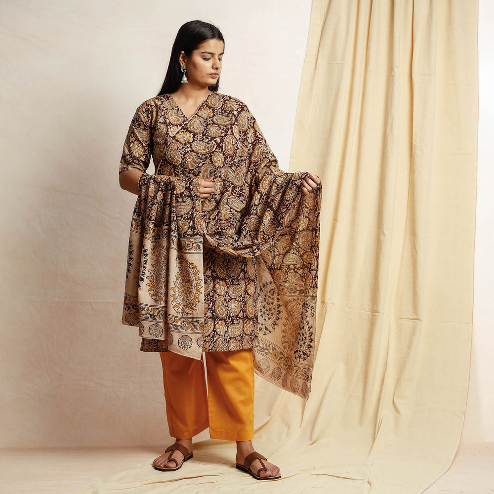 Kalamkari Kurta with Palazzo & Dupatta Set