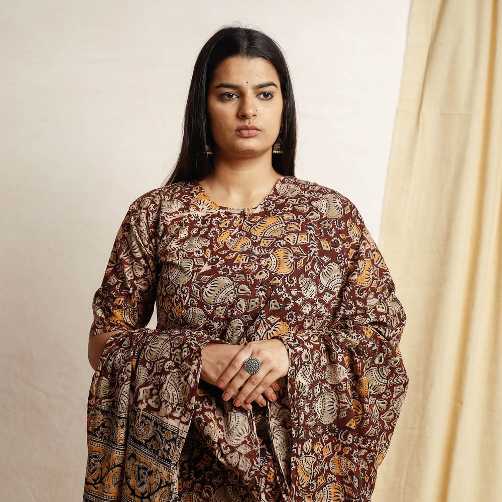 Kalamkari Kurta with Palazzo & Dupatta Set
