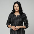 Black - Jacquard Cotton Long Straight Kurta