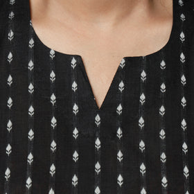 Black - Jacquard Cotton Long Straight Kurta