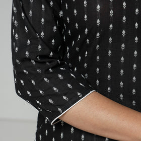 Black - Jacquard Cotton Long Straight Kurta