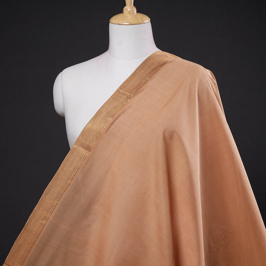 Beige - Sandstone Original Mangalagiri Handloom Cotton Zari Border Fabric